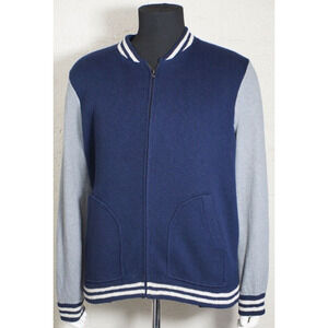 J. CREW Wallace & Barnes Blue Full Zip Knit Bomber Flight Varsity Jacket Large
